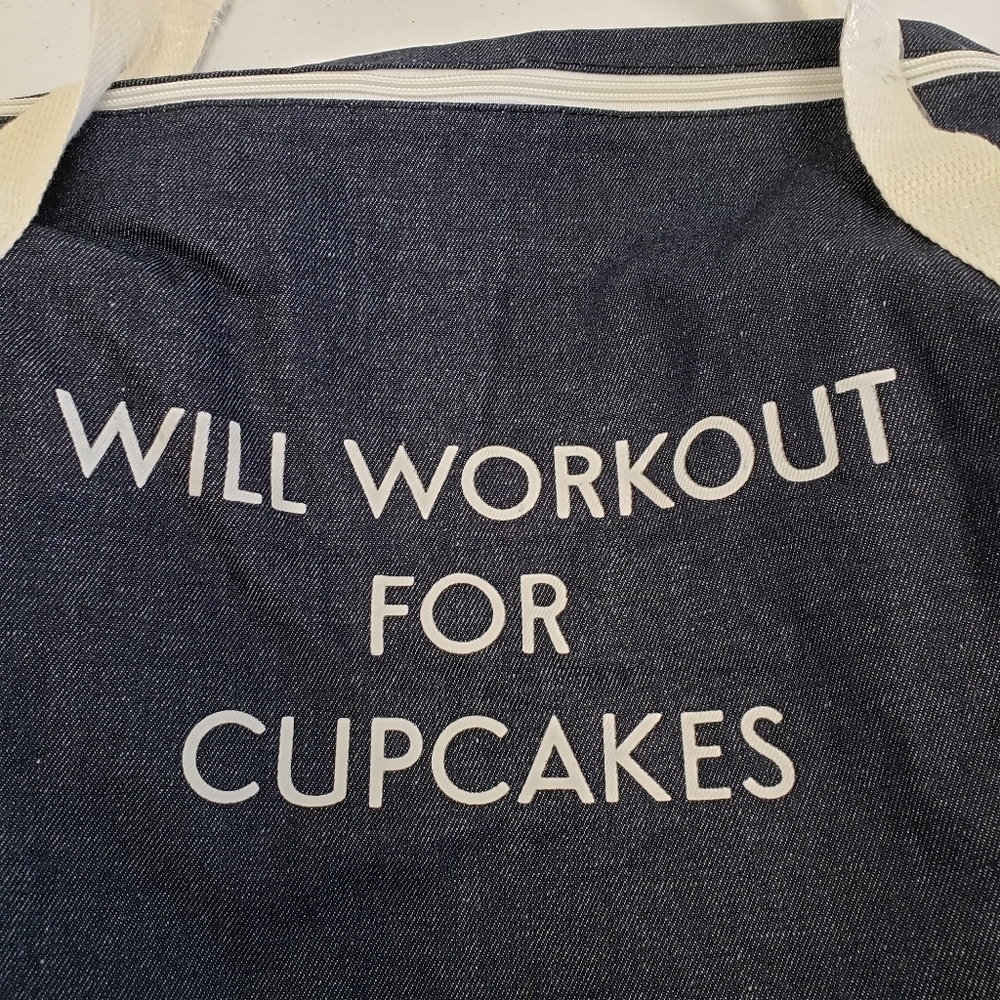 Will Workout for Cupcakes Denim Duffel Bag - Picture 3 of 6